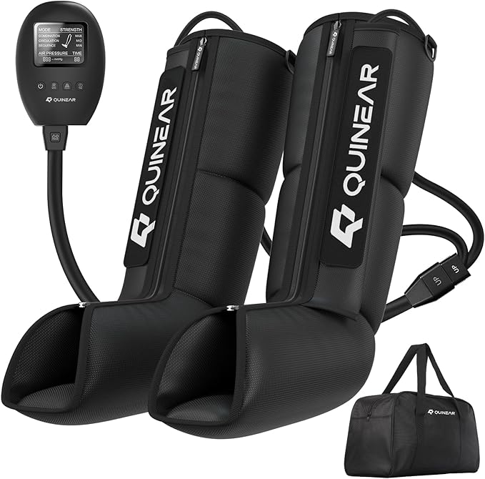 QUINEAR Leg Recovery System for Athletes, Air Compression Recovery Boots Massager for Circulation and Pain Relief - 9 Intensities 60-140 mmHg - FSA-HSA Eligible