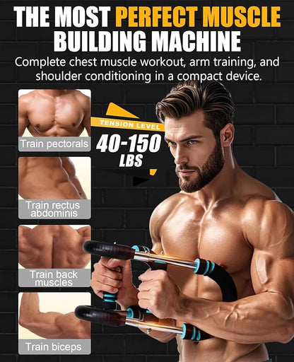 Twister Arm Trainer for Men & Women -【4.0 Upgrade】 30-270lbs Adjustable Chest Workout Equipment，Portable Home Gym Strength Training for Arms, Shoulder & Upper Body Muscle Building