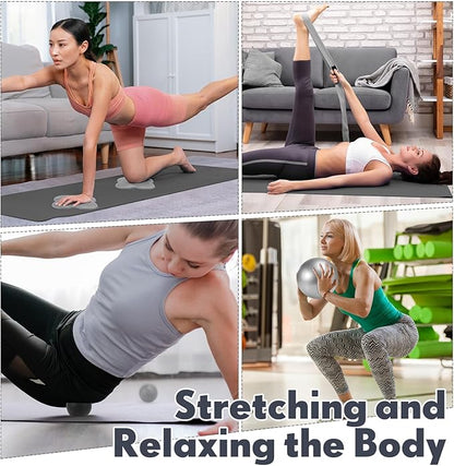 14 Pcs Yoga Kits for Home Workouts Pilates Equipment Set for Women Beginners, Hot Yoga Towel Blocks Strap, Knee Pad, Resistance Loop Exercise Band, Massage Lacrosse Ball, Pilates Ball