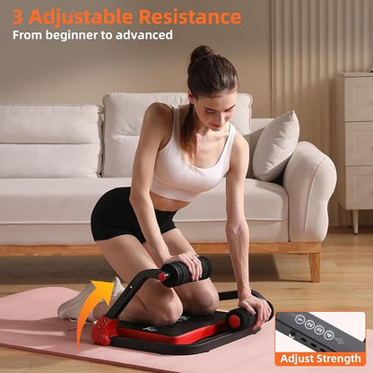 Ab Machine with Resistance Bands for Abdominal Exercise - 3 Levels Adjustable Sit-Up Exercise Equipment for Home Gym, Core & Full Body Workout