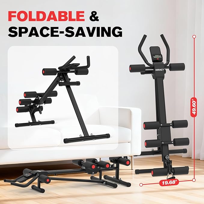DERACY Ab Workout Machine Adjustable Ab Trainer Abdominal Trainer for Home Gym Foldable Ab Crunch Machine for Core 440 LBS