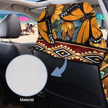 Bulopur Sweat Towel Car Seat Cover Aztec Sunflower Butterfly Post-Work Running Athletic Beach Towel Machine Washable Lightweight Breathable Floral Car Interior Accessories