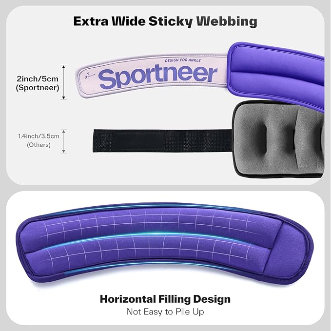 Sportneer Ankle Weights 0.5/1/2/3/5 LBS 1 Pair Wrist Leg Arm Weights for Women Men Kids Child with Adjustable Straps, Strength Weighted for Jogging Running Walking Fitness Gym Workout