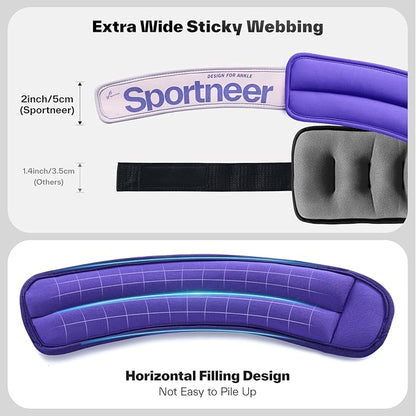 Sportneer Ankle Weights 0.5/1/2/3/5 LBS 1 Pair Wrist Leg Arm Weights for Women Men Kids Child with Adjustable Straps, Strength Weighted for Jogging Running Walking Fitness Gym Workout
