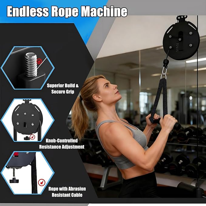 Endless Rope Trainer for Home Gym - Adjustable Resista Trainer Machine with 330lb Load Capacity, 30kg Max Resistance for Full Body Workout, Cardio, HIIT & Strength Training
