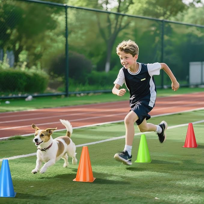 24pcs Cones 9 Inch Soccer Cones and Plastic Traffic Cones, Durable Cones for Sports Training, Ideal for Soccer, Basketball, Football, Skating, and Agility Drills Practice