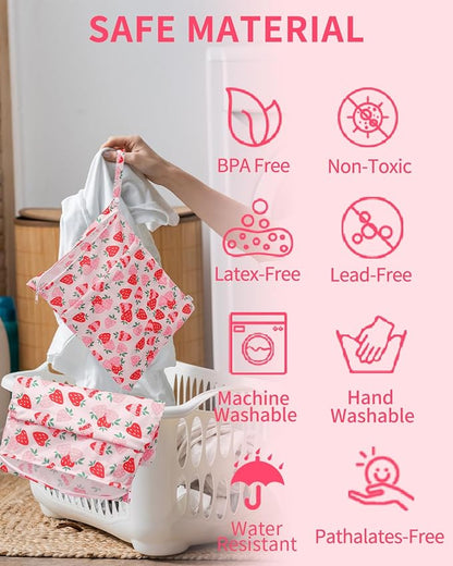 babygoal Wet Dry Bags for Baby Cloth Diapers, Washable Travel Bags, Beach, Pool, Gym Bag for Swimsuits & Wet Clothes with Two Zippered Pockets 2 Pack LN02