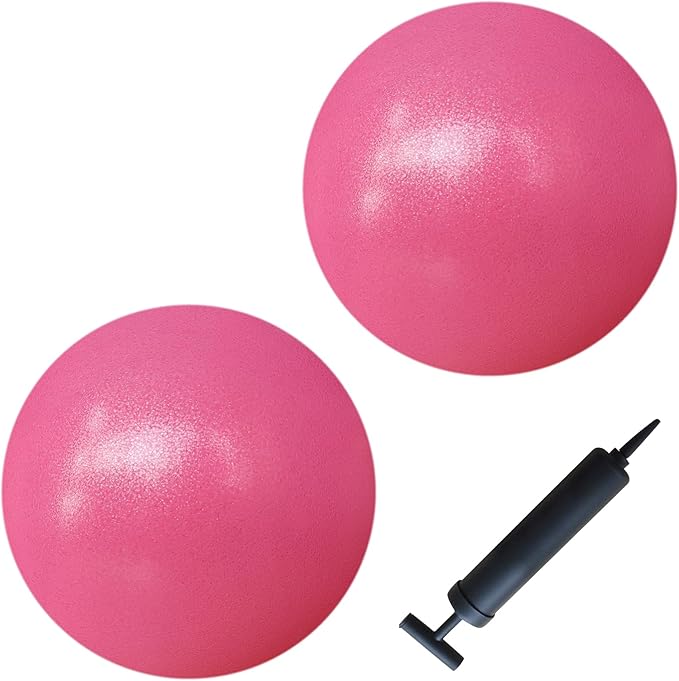 AppleRound 9-inch Pilates Ball, Pack of 2 with 1 Pump, Small Exercise Ball for Pilates, Yoga, Fitness, Physical Therapy, Stability Core Training (Pink)