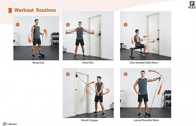 in Motion Flex USB Rechargeable Smart Home Gym Equipment | Portable Compact Digital Cable Machine Adjustable Motor Resistance 5–66LB | Compact Strength Training for Full Body Workout Travel & Fitness