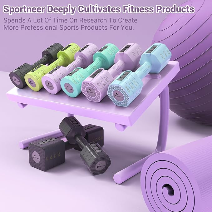 Sportneer Adjustable Dumbbells Hand Weights Set: 4 In 1 Weight Each 2lb 3lb 4lb 5lb Free Weights Dumbbells Set for Women Fast Adjust Dumbbell Set for Men Home Gym Workout Strength Training Exercise