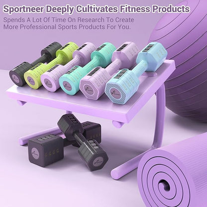 Sportneer Adjustable Dumbbells Hand Weights Set: 4 In 1 Weight Each 2lb 3lb 4lb 5lb Free Weights Dumbbells Set for Women Fast Adjust Dumbbell Set for Men Home Gym Workout Strength Training Exercise