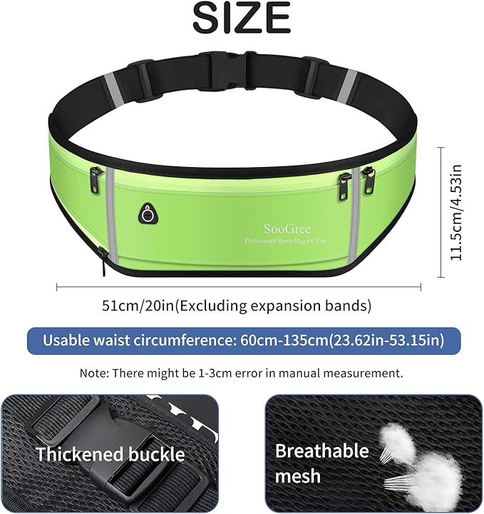 Slim Running Belt Fanny Packs for Women & Men Runners Pouch Waist Pack Phone Holder Large Crossbody Runners Bag Gear Accessories for Running Hiking Traveling Sports Adjustable Strap
