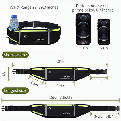 Fanny Packs, Running Belt Pack, Waist Pack Bag for Men and Women, Lightweight Runners Water Bottle Belt Bag, Phone Holder Money Belt for Traveling Hiking Cycling Walking