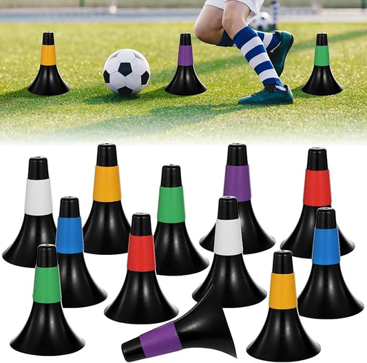 12 Pcs Basketball Cones for Training, 9.4" Cones for Sports Training with Carry Mesh Bag, Agility Cones, Stackable Marker Cones for Football Basketball Speed Grab Drills, Dog Training