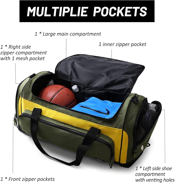 MIER Large Gym Bag for Men Sports Duffle Bag with Shoe Compartment 60L Lightweight Duffel Bags for Workout Fitness Travel, Blue
