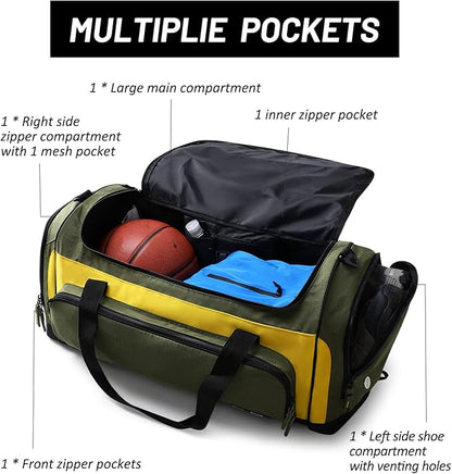 MIER Large Gym Bag for Men Sports Duffle Bag with Shoe Compartment 60L Lightweight Duffel Bags for Workout Fitness Travel, Blue