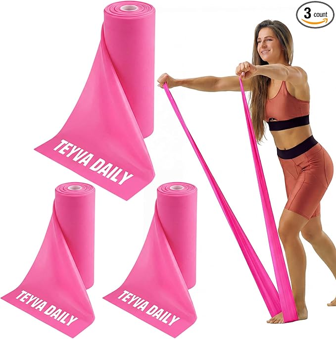3 Pack 8 Yards Resistance Bands, No Latex Elastic Exercise Bands for Physical Therapy, Strength Training, Yoga, Pilates, Home & Gym Workouts for Men Women