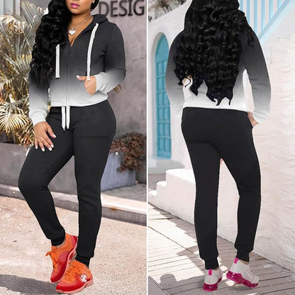 CLOCOR Track Suits for Women Set - Casual 2 Piece Outfits Sweatsuit Pocket Hoodies Long Sleeve with Patchwork Pants Set
