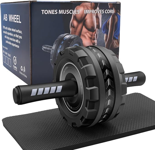 Ab Roller Wheel,Stable Wide Wheel For Beginner,Men,Women,Abs & Core Workout Equipment For Home Gym With Knee Pad,Abdominal Wheel For Full-Body Strength Training