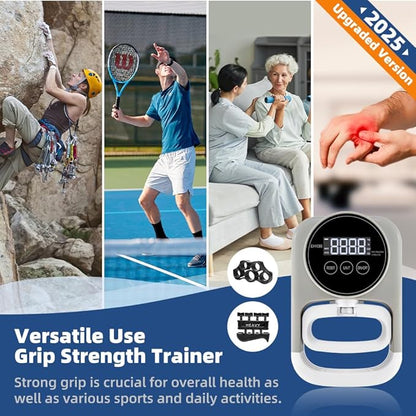 Grip Strength Tester Hand Gripper - Grip Strength Trainer Hand Dynamometer Handheld Meter LED Display Comfortable 265 Lbs / 120 Kgs Finger Strengthener for Sports Home School Gym Use