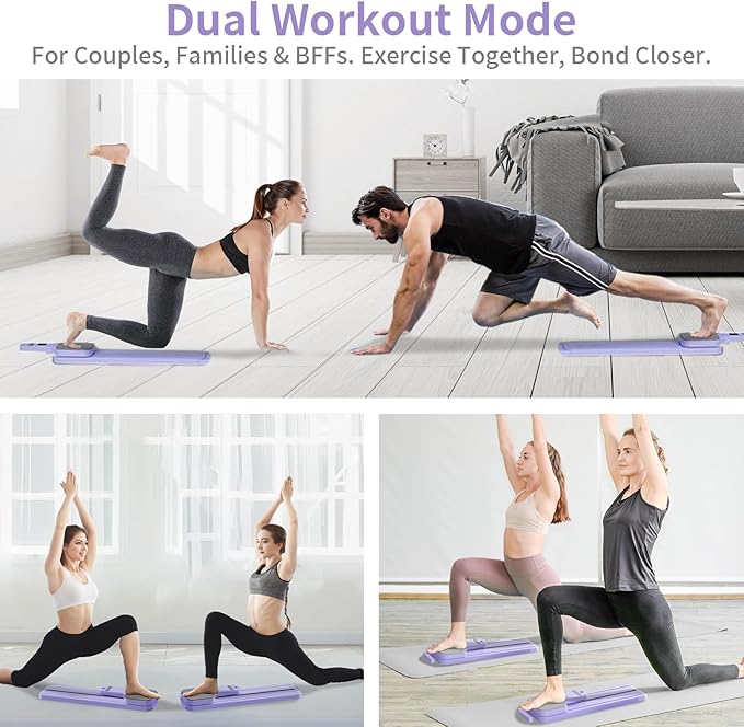 Pilates Reformer Board(No Hand Grips) - Pilates Equipment Pilates Reformer Pilates Kit for Home Workouts with Resistance Bands, Core/Glute/Leg Toner, Dual-Use Design + LED Timer & Calorie Counter