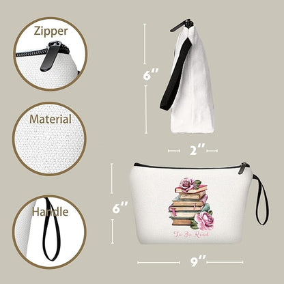 Reading Book Librarian Library Gifts for Women Reader Bookworm People Who Like to Read Nerd Club Literary Friend Sister Unique Makeup Cosmetic Bag