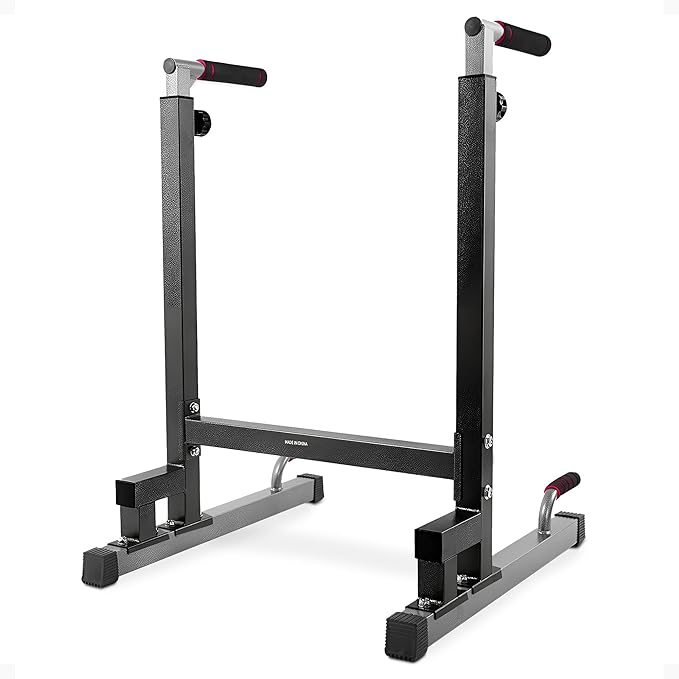 BalanceFrom Steel Frame Dip Station with Adjustable Height, 500 Pound Weight Capacity – Upper Body Workout Home Gym Equipment for Triceps, Push & Pull Ups, Leg Raises, and Bench Press
