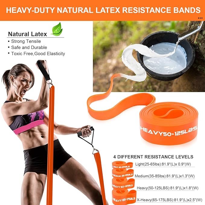 DASKING Resistance Band Bar Set for Home Gym, 500LB Total Resistance with Longer Bar & 4 Stackable Bands, Detachable for Full Body Workouts, Door Anchor, Exercise Guide