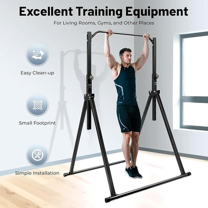 Pull Up Bar, 440lbs Triangular Pull Up Station, Adjustable Multifunction Dip Bar Stand Gym Strength Training Equipment w/Triangular Legs for Gyms Sports Centers & Home