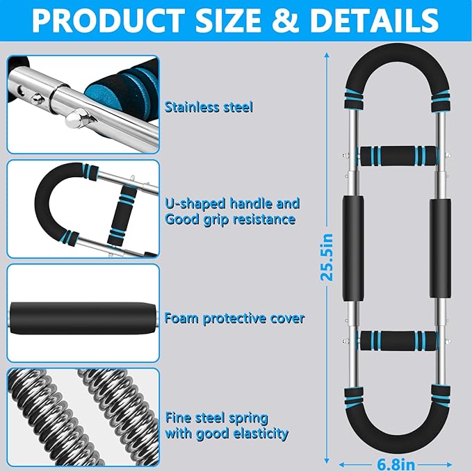 Chest Workout Equipment, 66-110lb Adjustable Arm Trainer, Chest Trainer for Men, Arm Workout Equipment, Portable Detachable Spring Resistance Home Fitness Equipment for Enhancing Upper Body Muscle