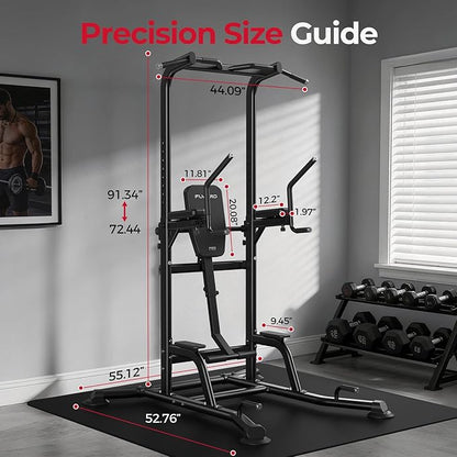 FLYBIRD Power Tower Pull Up Bar Station, Heavy Duty Dip Station with Adjustable Height, Multi-Function Pull Up Station for Home Gym Strength & Ab Workout, 800 LBS Capacity | FED Fitness
