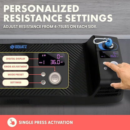 SQUATZ Multifunctional Push-Up Board Workout System w/ LED Display – Portable Home Gym Equipment, Bluetooth Connectivity, Resistance Training Device, Full Body Workout, 4 Training Modes, Durable(Blue)