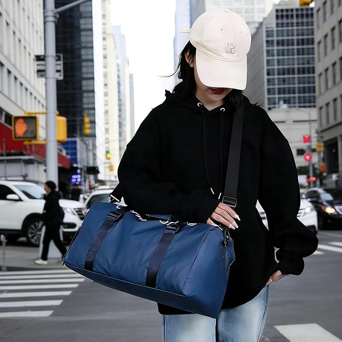 Gym Bag for Men Women Waterproof Duffle Bag with Shoes Compartment and Wet Pocket Multipurpose Sports Weekender Bags for Travel, Sports, Fitness and Workout,Blue