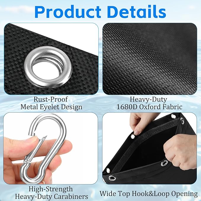 10-Pack Photography Small Sandbags Weight Bag with Carabiner(Max Capacity 15 LBS), 1680D Heavy Duty Oxford Cloth Sand Bag for Photo Studio Light Stand, Video Tripod, C Stands, Pool Cover(No Sand)