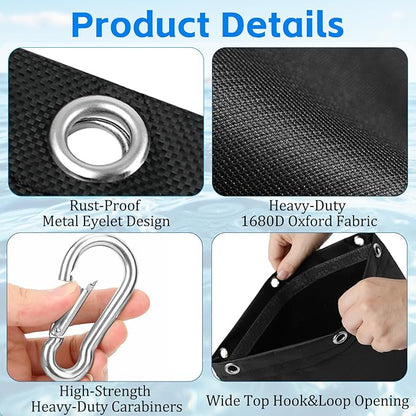 10-Pack Photography Small Sandbags Weight Bag with Carabiner(Max Capacity 15 LBS), 1680D Heavy Duty Oxford Cloth Sand Bag for Photo Studio Light Stand, Video Tripod, C Stands, Pool Cover(No Sand)