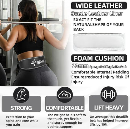 Women's Leather Lumbar Gym Belt for Heavy Lifting - 6.8mm Thick Weight Lifting Belt with Back Brace Support（Women & Men）, Squat Belt for Squats, Deadlifts & Strength Training（S/M/L）