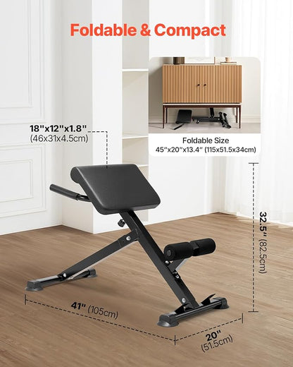 VEVOR Multi-Functional Weight Bench for Full Body Workout, Roman Chair Hyperextension Bench, Adjustable & Foldable Equipment for Back Arm Core Ab Workout, Sit Up Exercise Machine for Home Gym