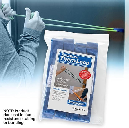 RangeMaster TheraLoop Door Anchors │ Non-Slip │ Complements Exercise Bands or Tubes │ Great for Exercising or Strengthening Activities│10 Pack, Blue