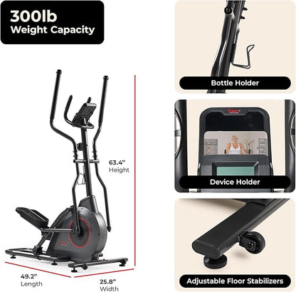 Sunny Health & Fitness Smart Upright Elliptical w/Pulse Sensor Built-in, Indoor Full-Body Cross-Training & Cardio Exercise Machine for Home, Free SunnyFit App Connection