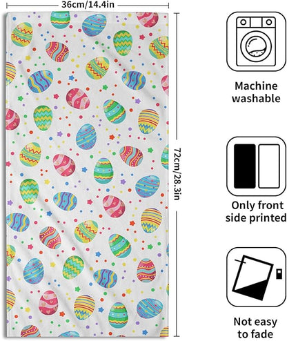 Easter Colorful Egg Towel 2 Pack 14"x28" Happy Holiday Decorative Kitchen Towels Spring Dish Finger Towels for Kitchen Bathroom Shower Hotel Gym