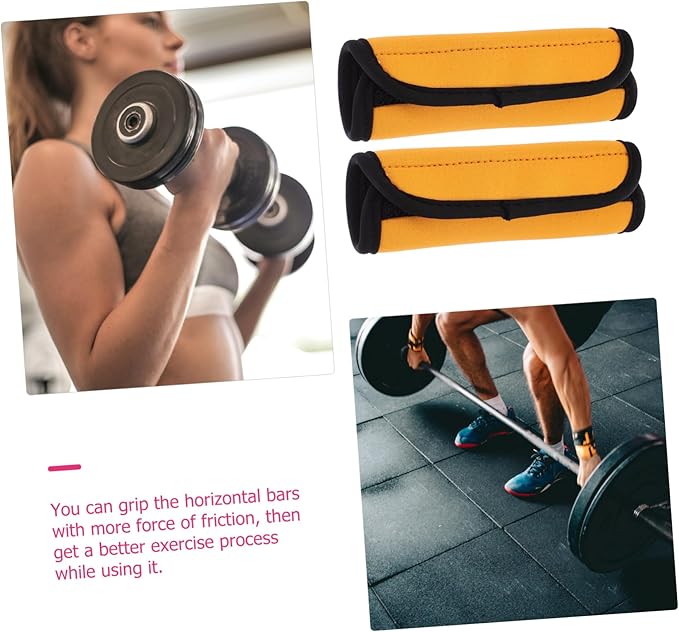 2Pcs Portable Slip Barbell Pads for Deadlift and Hip Thrusts Cushioned Protective Covers Fixation for Horizontal Bars Dumbbells and Weightlifting Grips Orange