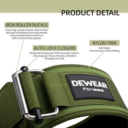 Durable Weight Lifting Belt, 4'' Wide Gym Belt for Bodybuilding, Powerlifting, Squats, Deadlift - Provides Lumbar Support & Stability for Men & Women