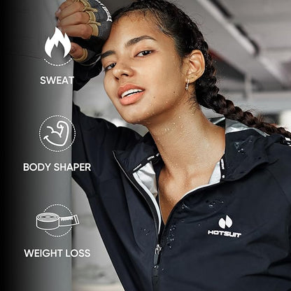 HOTSUIT Sauna Suit Women Machine Washable Sweat Sauna Jacket Pants Anti Rip Sweat Suits for Gym Workout