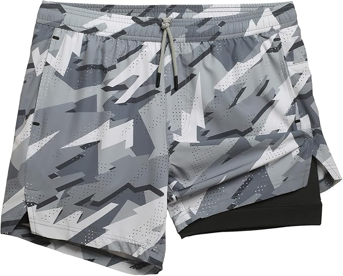 maamgic Mens Running Shorts with Compression Liner 5" Quick Dry Workout Shorts Anti-Chafe Gym Shorts 2 in 1 Athletic Shorts