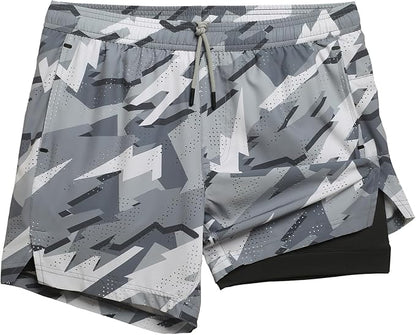 maamgic Mens Running Shorts with Compression Liner 5" Quick Dry Workout Shorts Anti-Chafe Gym Shorts 2 in 1 Athletic Shorts