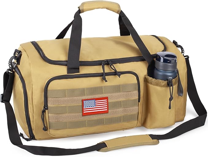 Tactical Gym Bag for Men, 40L Large Capacity Duffle Bags with Shoes Compartment, Sports Bag with wet compartment, Multi-functional Weekend Bags Suitable for Travel, Camping,hiking
