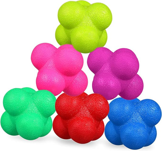 6 Pcs Hexagonal Reaction Balls for Fitness Training High Difficulty Agility Balls with Strong Durability for Hand Eye Coordination Goalkeeper Exercise and Sports Reaction Skills