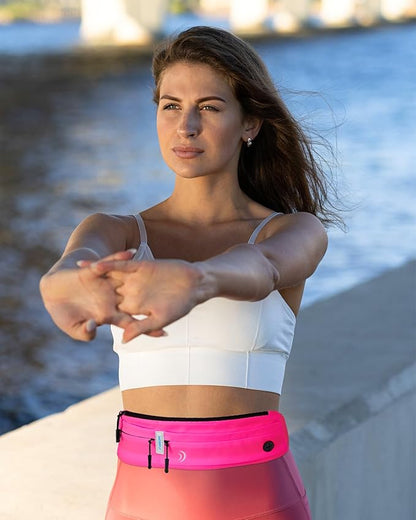 WATERFLY Running Belt Fanny Pack: Runner Marathon Jogging Waist Pack Sport Workout Exercise Fitness Phone Holder Belt for Men Women Jogger Slim Waistband