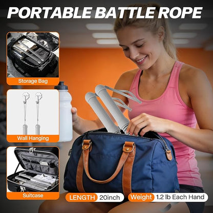Ropeless Battle Ropes for Home Gym - Portable Cordless Training Rope Fitness Equipment for Men & Women, Weighted Workout Ropes for HIIT, Home and Travel Exercise Equipment