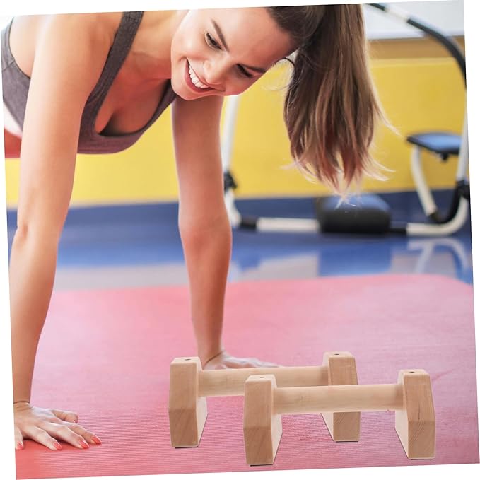 2pcs Ergonomic Pushup Handles Strength Training Stands Wooden Pushup Bar Abdominal Trainer